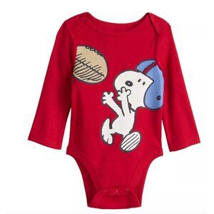 Baby Jumping Beans® Peanuts Snoopy Football Long Sleeve Lapped Shoulder Bodysuit